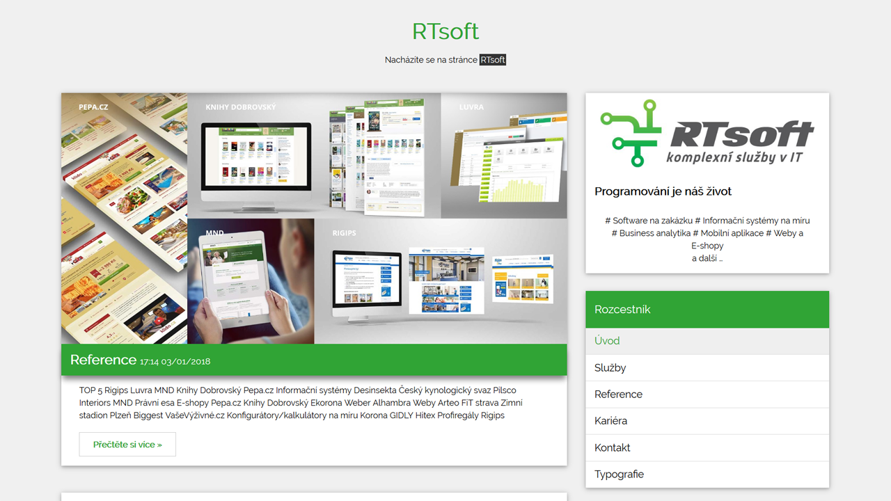 RTsoft - cvičná šablona ve WordPressu